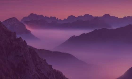 misty mountains in twilight